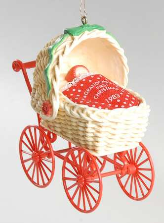 1983 Hallmark Christmas Ornaments Grandchild's First Christmas-Buggy - With Box