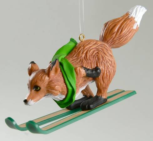 1983 Hallmark Christmas Ornaments Skiing Fox - Boxed