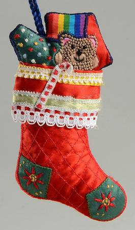 1983 Hallmark Christmas Ornaments Embroidered Stocking - Boxed