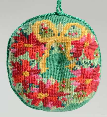 1984 Hallmark Christmas Ornaments Needlepoint Wreath - Boxed