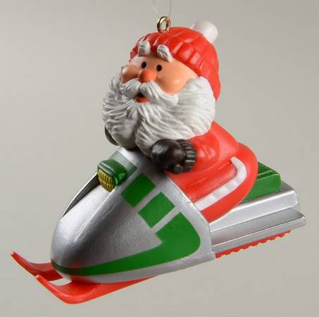 1984 Hallmark Christmas Ornaments Snowmobile Santa - Boxed