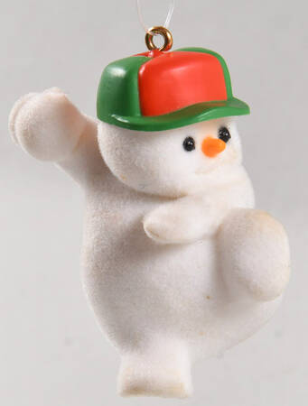 1985 Hallmark Christmas Ornaments Snow Pitching Snowman - Boxed