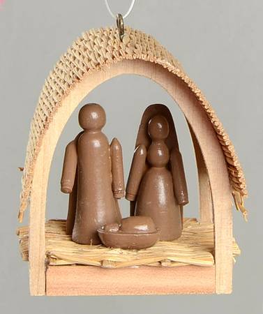 Miniature Creche 1985-#1-Wood & Straw Creche - With Box