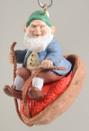 1986 Hallmark Christmas Ornaments Walnut Shell Rider - Boxed