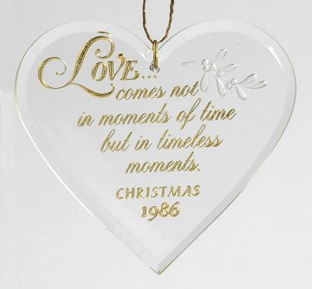 1986 Hallmark Christmas Ornaments Timeless Love - Boxed