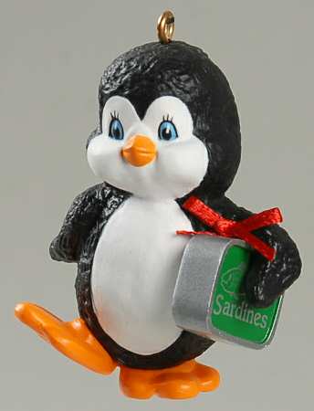 1986 Hallmark Christmas Ornaments Special Delivery-Penguin With Fish - Boxed