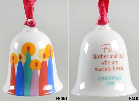 1986 Hallmark Christmas Ornaments Mother And Dad-Bell - Boxed