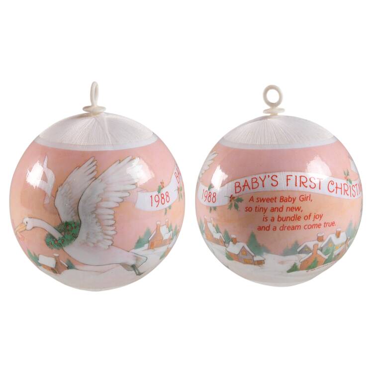1988 Hallmark Christmas Ornaments Baby's First Christmas-Girl - Boxed