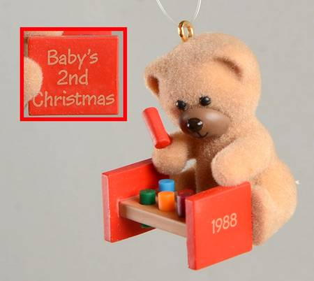 1988 Hallmark Christmas Ornaments Babys 2nd Christmas - With Box