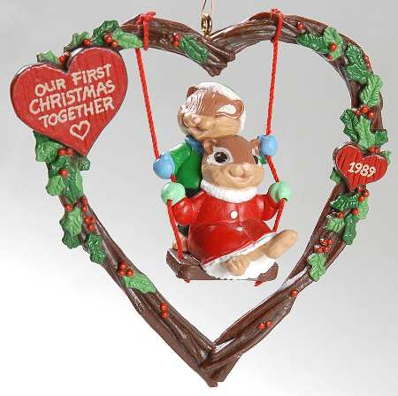 1989 Hallmark Christmas Ornaments First Christmas Together-Chipmunks  - Boxed