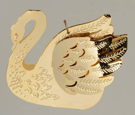 1989 Hallmark Christmas Ornaments Graceful Swan - Brass - Boxed