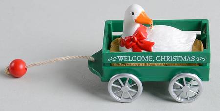 1990 Hallmark Christmas Ornaments Goose Cart - Boxed