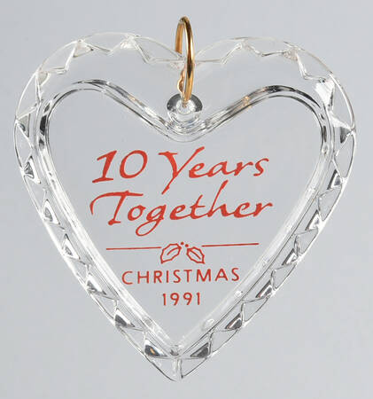 1991 Hallmark Christmas Ornaments Ten Years Together - Boxed