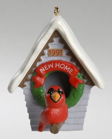 1991 Hallmark Christmas Ornaments New Home-Cardinal On Birdhouse - Boxed