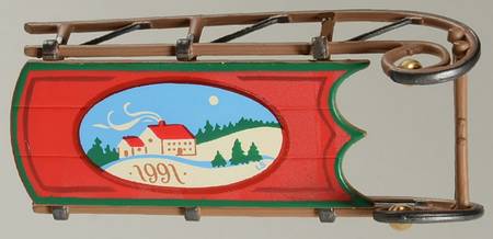 1991 Hallmark Christmas Ornaments Old Fashioned Sled - No Box