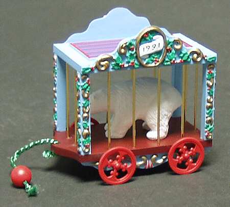 1991 Hallmark Christmas Ornaments Polar Circus Wagon - Boxed