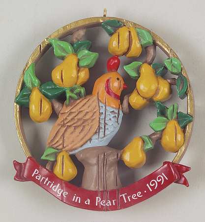 1991 Hallmark Christmas Ornaments Partridge In A Pear Tree - Boxed