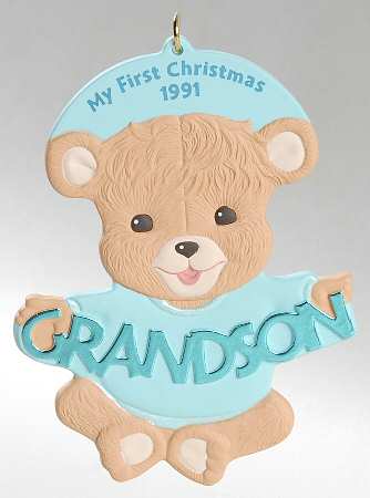 1991 Hallmark Christmas Ornaments Grandson's 1st Christmas - Boxed