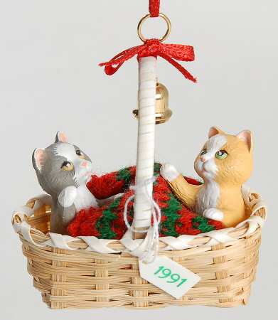 1991 Hallmark Christmas Ornaments Basket Bell Players - Boxed