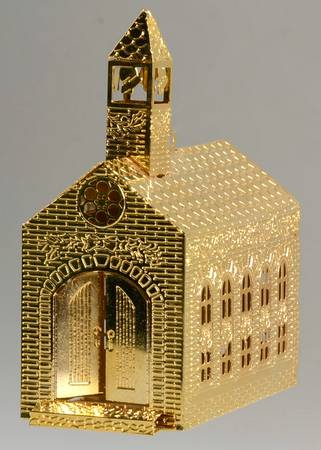 1991 Hallmark Christmas Ornaments Festive Brass Church - No Box