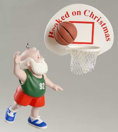 1992 Hallmark Christmas Ornaments Santa's Hook Shot - Boxed