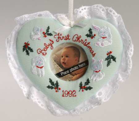 1992 Hallmark Christmas Ornaments Baby's 1st Christmas - Photo - Boxed