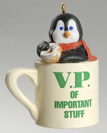 1992 Hallmark Christmas Ornaments Vp Of Important Stuff - Boxed