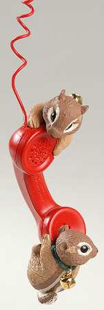 1992 Hallmark Christmas Ornaments Friendship Line-Chipmunks On Phone - Boxed