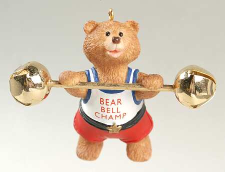 1992 Hallmark Christmas Ornaments Bear Bell Champ - Boxed
