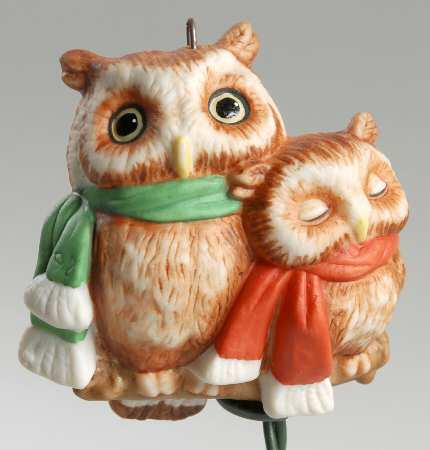 1992 Hallmark Christmas Ornaments Watch Owls - Boxed