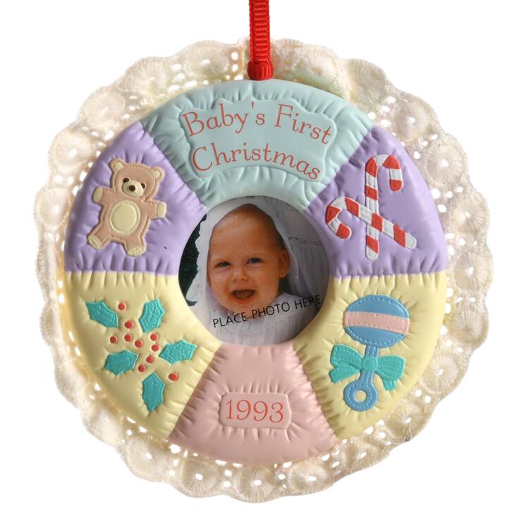 1993 Hallmark Christmas Ornaments Baby's First Christmas-Photo - Boxed