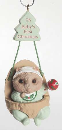 1993 Hallmark Christmas Ornaments Baby's 1st Christmas-Squirrel In Swing - Boxed