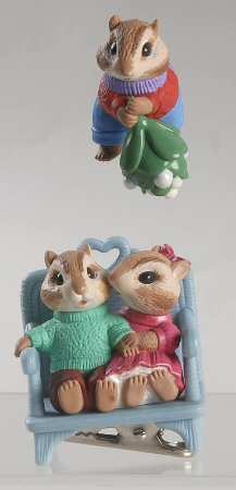1994 Hallmark Christmas Ornaments Mistletoe Surprise-2 Pc Set - No Box