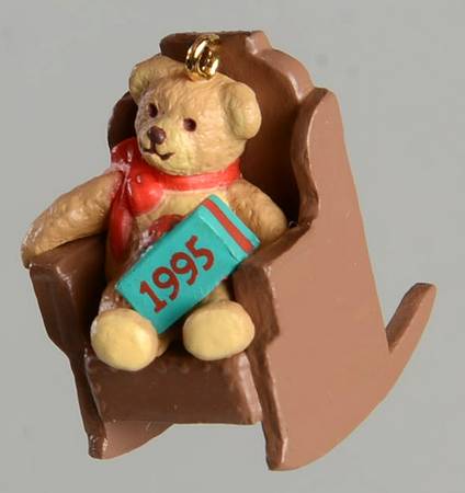 1995 Hallmark Christmas Ornaments Grandpa's Gift-Teddy Bear In Rocking Cha - Boxed