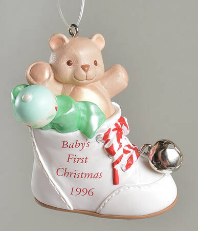 1996 Hallmark Christmas Ornaments Baby's First Christmas-Shoe - Boxed