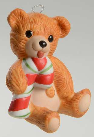 Porcelain Bears Cinnamon Bear With Candy Cane - Boxed