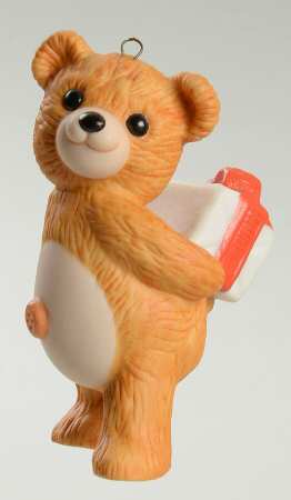 Porcelain Bears Cinnamon Bear With Present - Boxed