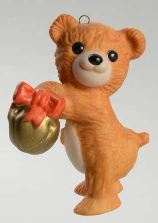 Porcelain Bears Cinnamon Bear With Jingle Bell - Boxed