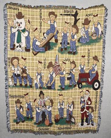 Denim Days All Through The Years Calendar Throw - No Box