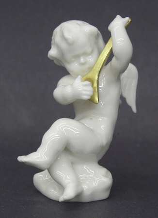 Cherubs-Angels Cherub With Gold Lute - Boxed