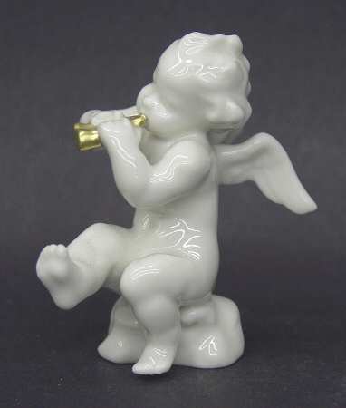 Cherubs-Angels Cherub With Gold Flute - Boxed