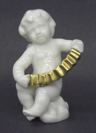 Cherubs-Angels Cherub With Gold Accordion - Boxed