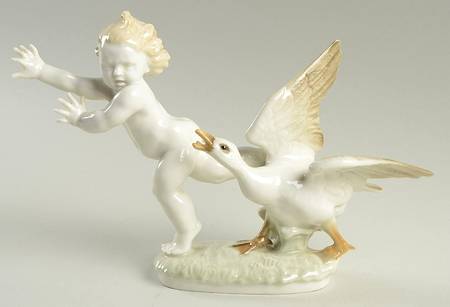 Cherubs-Angels Goose Chasing Cherub-Color - Boxed