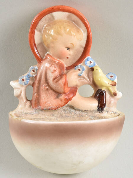 Angel with Bird Holy Water Font Tm1-Holy Water Font, Angel W/Bird - Boxed