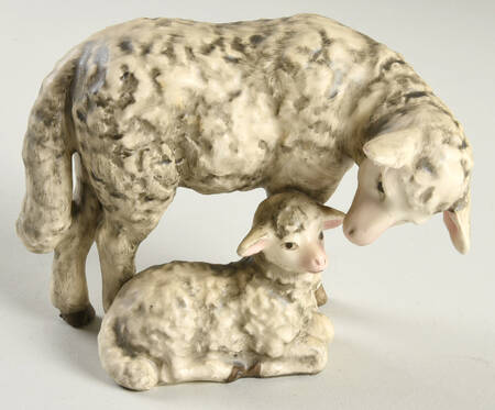 Large Colored Nativity Figurines #260 Tm6-Sheep With Lamb - Boxed