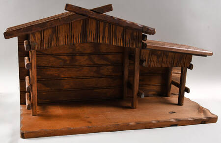 Nativity-Small Colored Stable (Creche)-Newer - Creche/Stable-Wooden