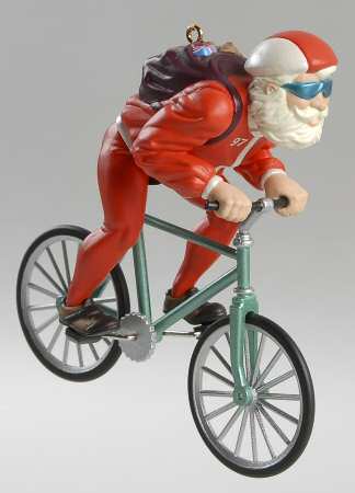 1997 Hallmark Christmas Ornaments Cycling Santa - Boxed