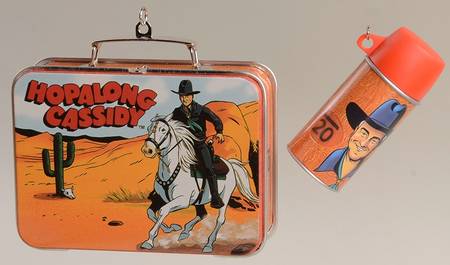 2000 Hallmark Christmas Ornaments Hopalong Cassidy Lunchbox Set - Boxed