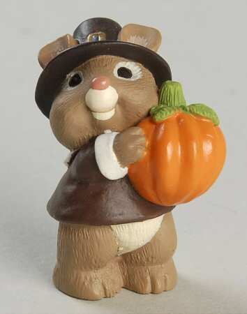 Merry Miniatures 1995 Pilgrim Mouse With Pumpkin - Boxed
