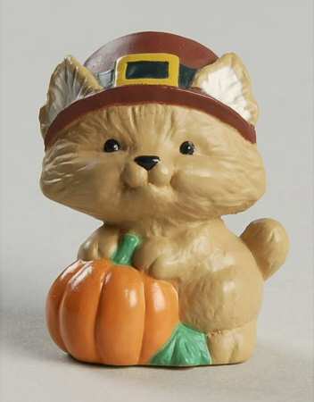 Merry Miniatures 1993 Pilgrim Bobcat With Pumpkin - Boxed